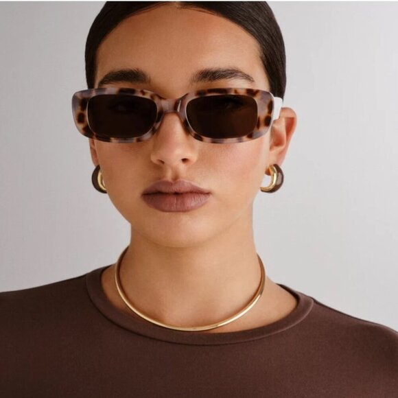 AIRE Ceres Cookie Tort Rectangle Sunglasses Brown Lens Unisex 90s Recycled NWT - Picture 6 of 10